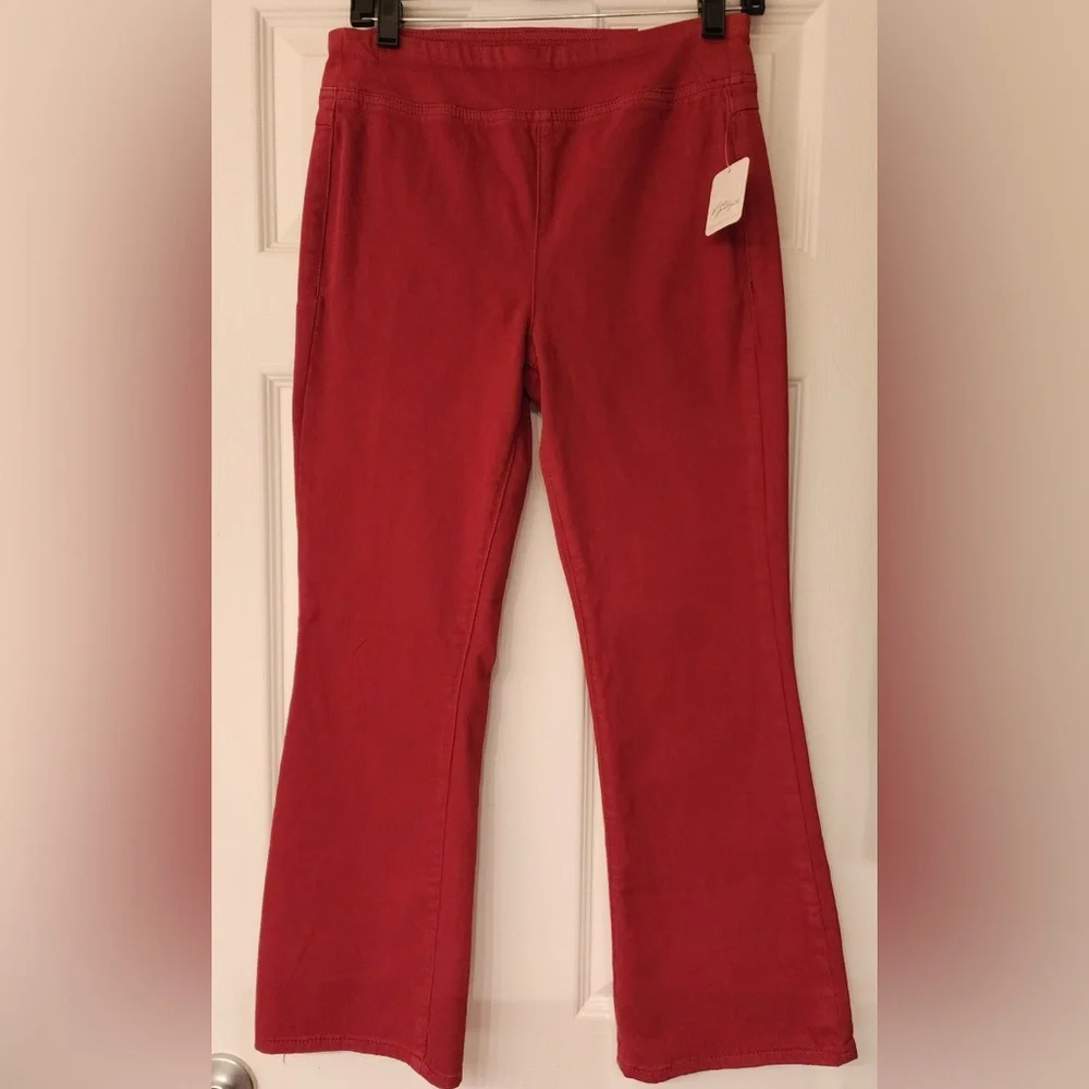 Free People We The Free In My Feelings Red Wine Cropped Slim Flare Jeans Small